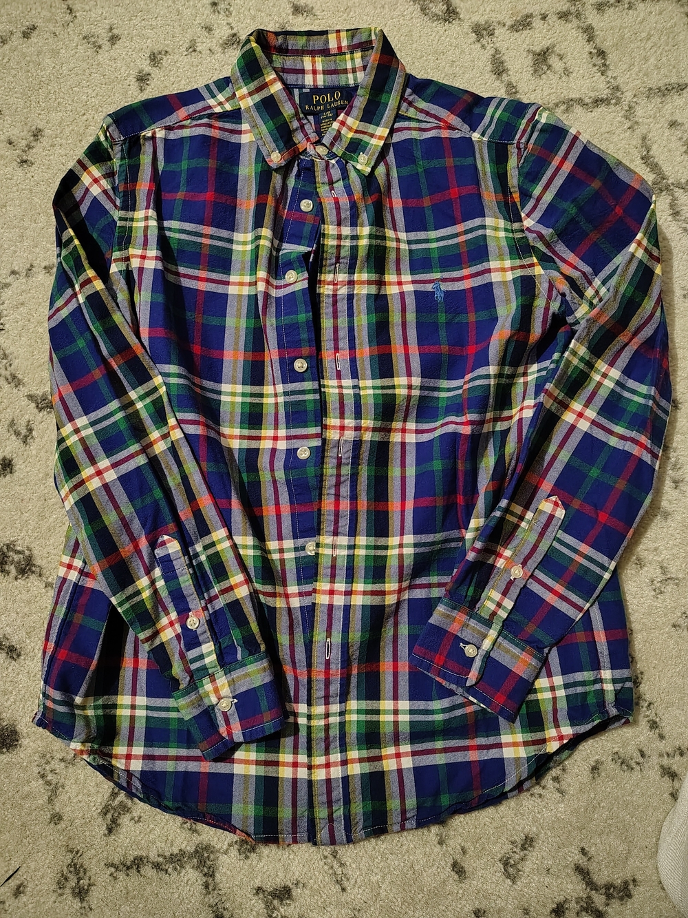 Ralph Lauren Blue Green Red Multi-Color Plaid Button-Down Shirt